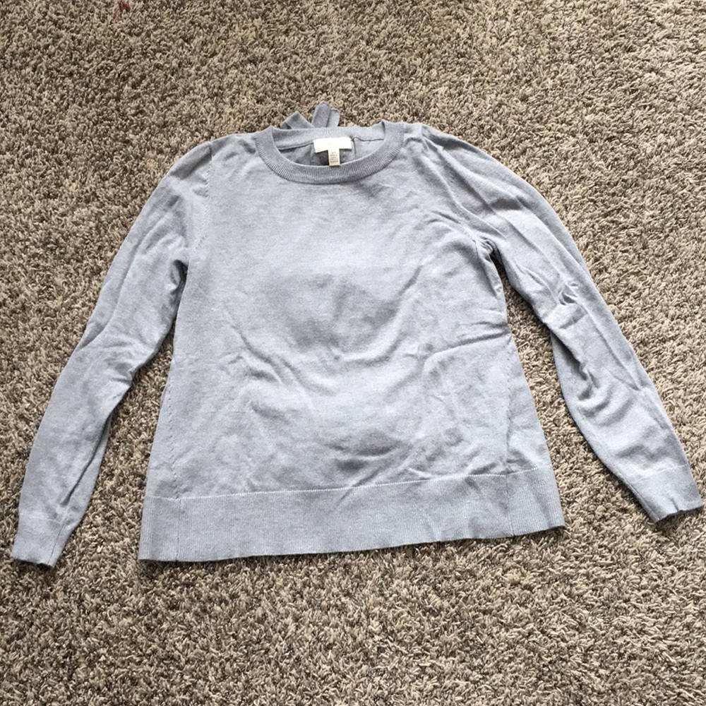 Gray sweater with bow detail on back. Size S